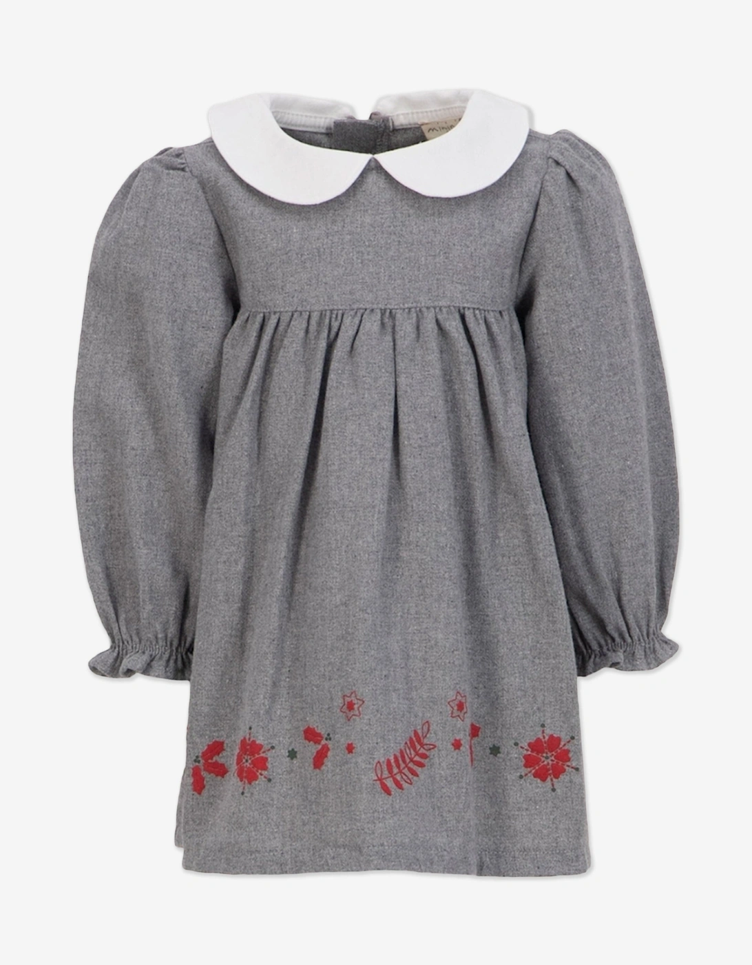 Baby Girls Embroidered Woven Dress in Grey, 6 of 5