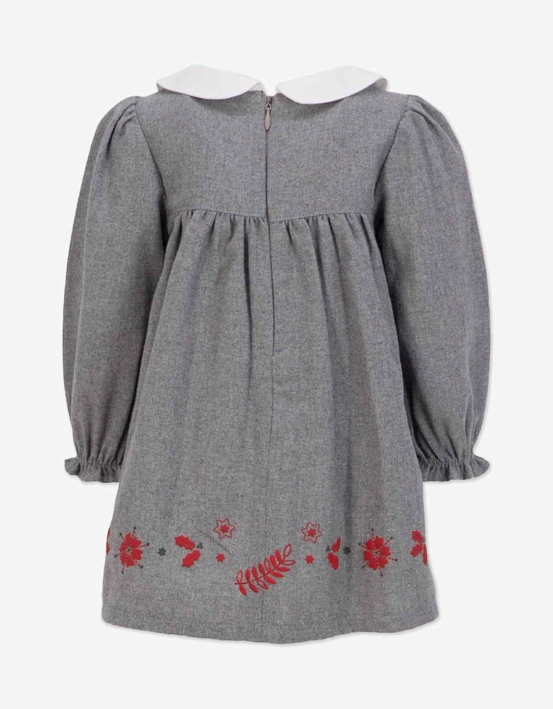 Baby Girls Embroidered Woven Dress in Grey