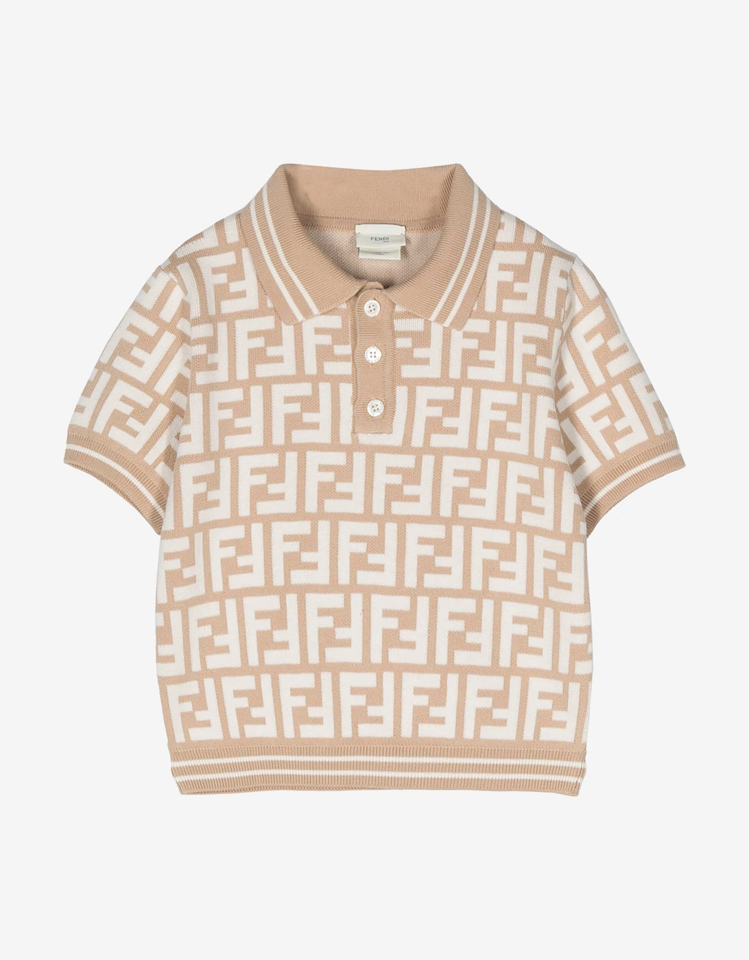 Baby Boys FF Knit Polo Shirt in Beige, 5 of 4