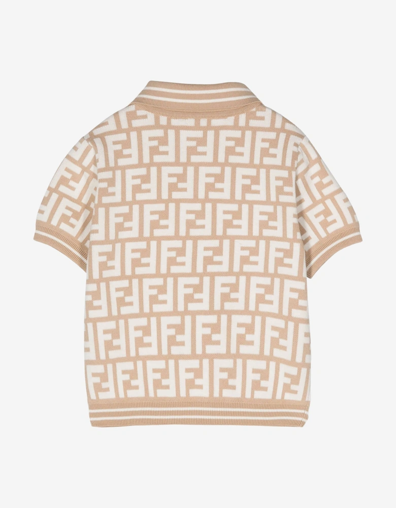 Baby Boys FF Knit Polo Shirt in Beige