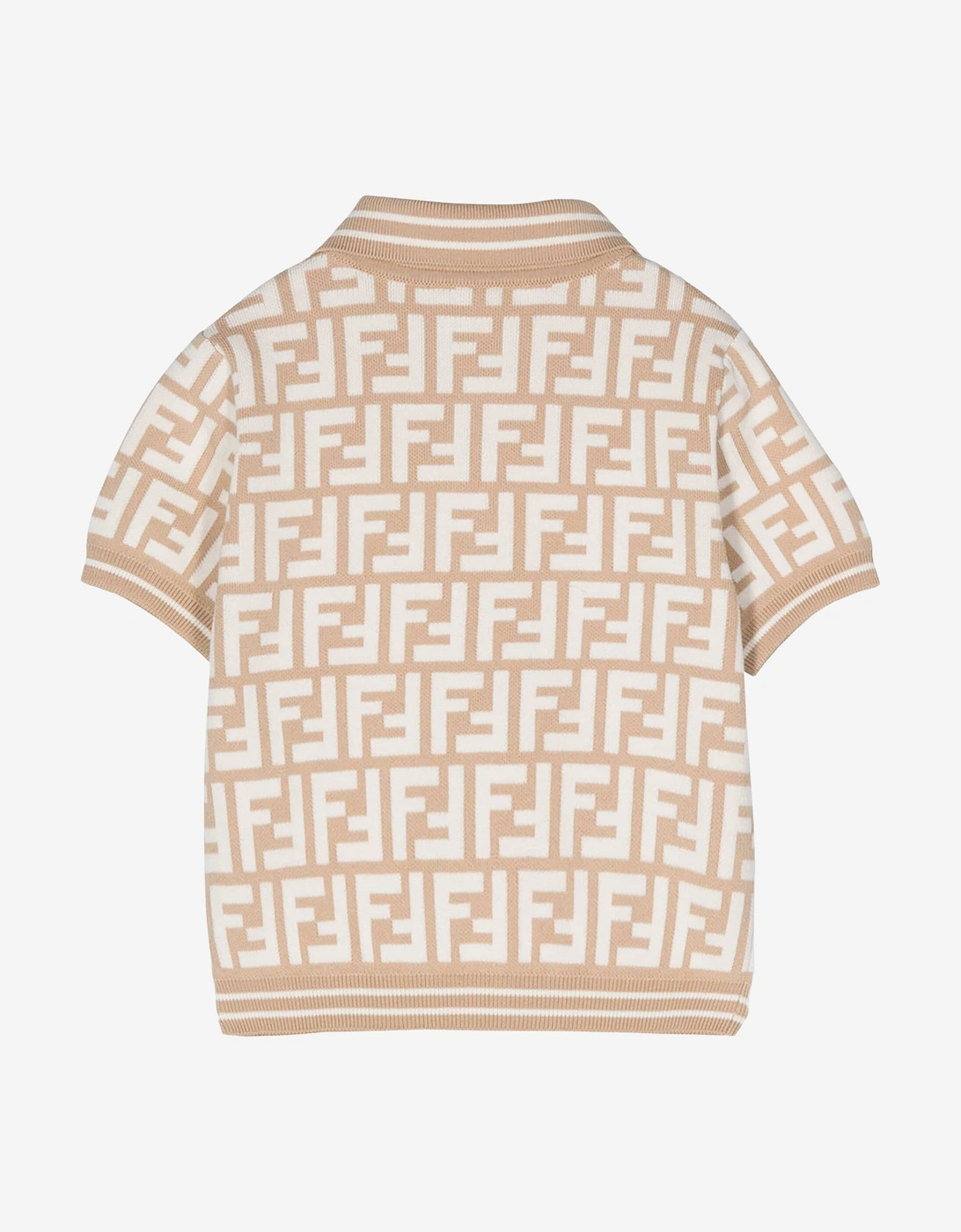 Baby Boys FF Knit Polo Shirt in Beige