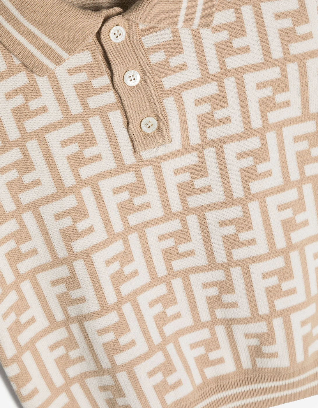 Baby Boys FF Knit Polo Shirt in Beige