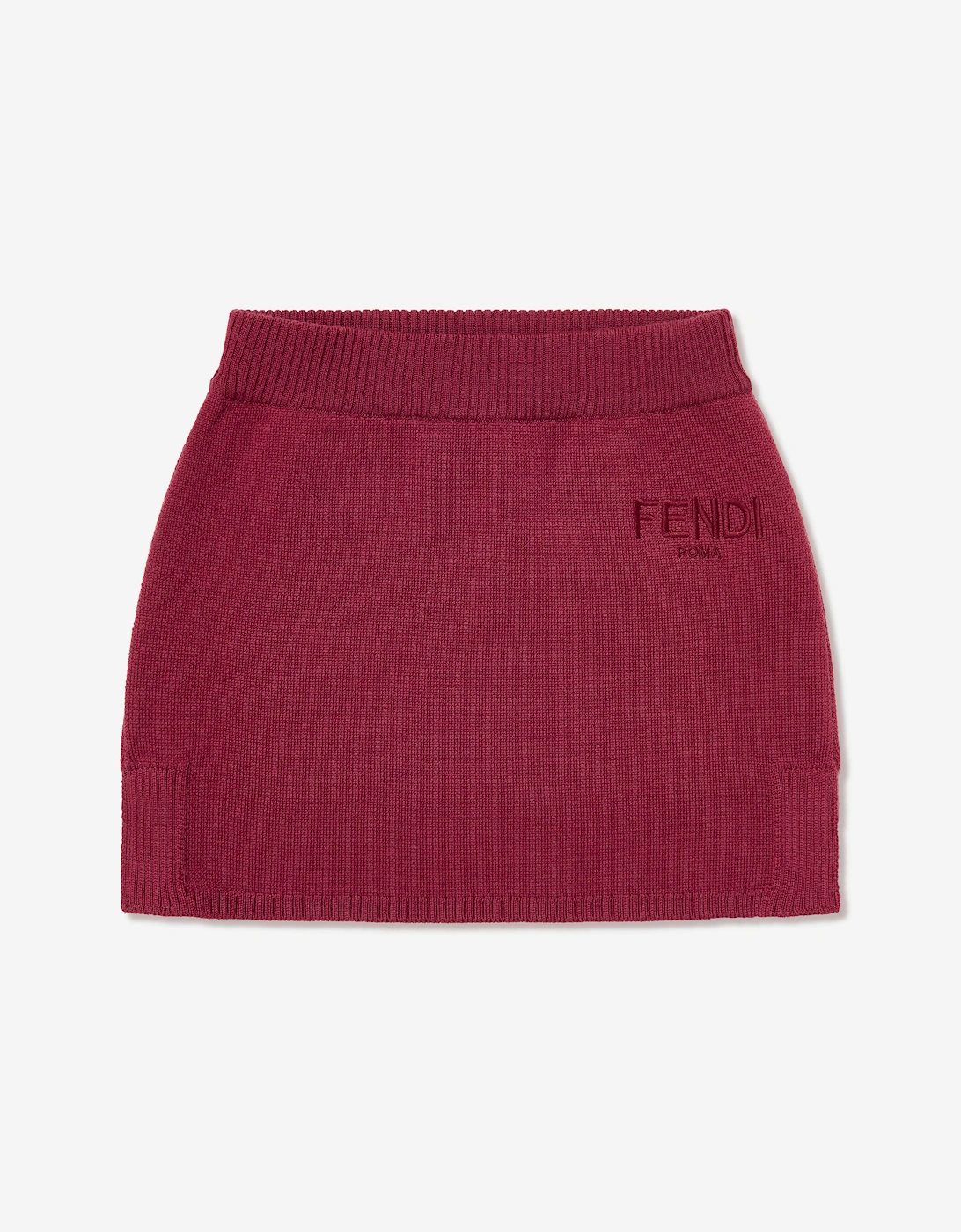 Girls Wool Knit Logo Skirt in Red, 5 of 4