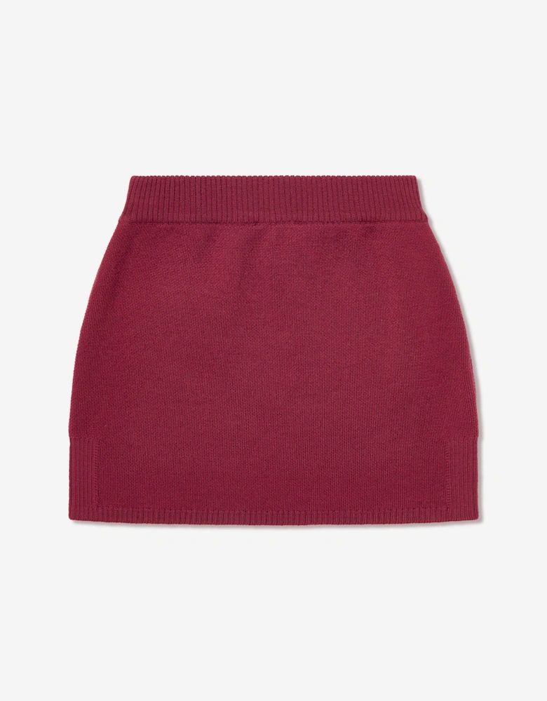 Girls Wool Knit Logo Skirt in Red