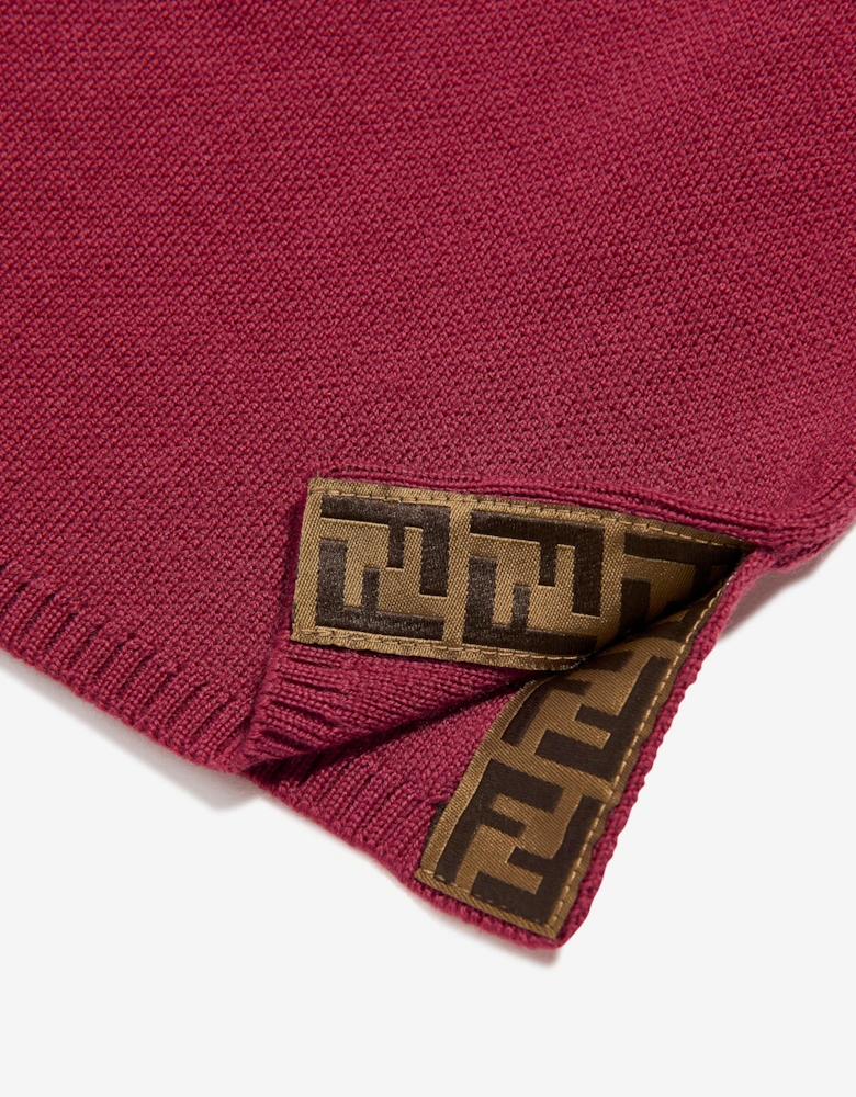 Girls Wool Knit Logo Skirt in Red