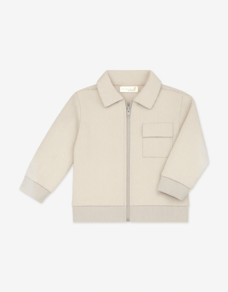 Boys Knitted Zip Up Jacket in Beige
