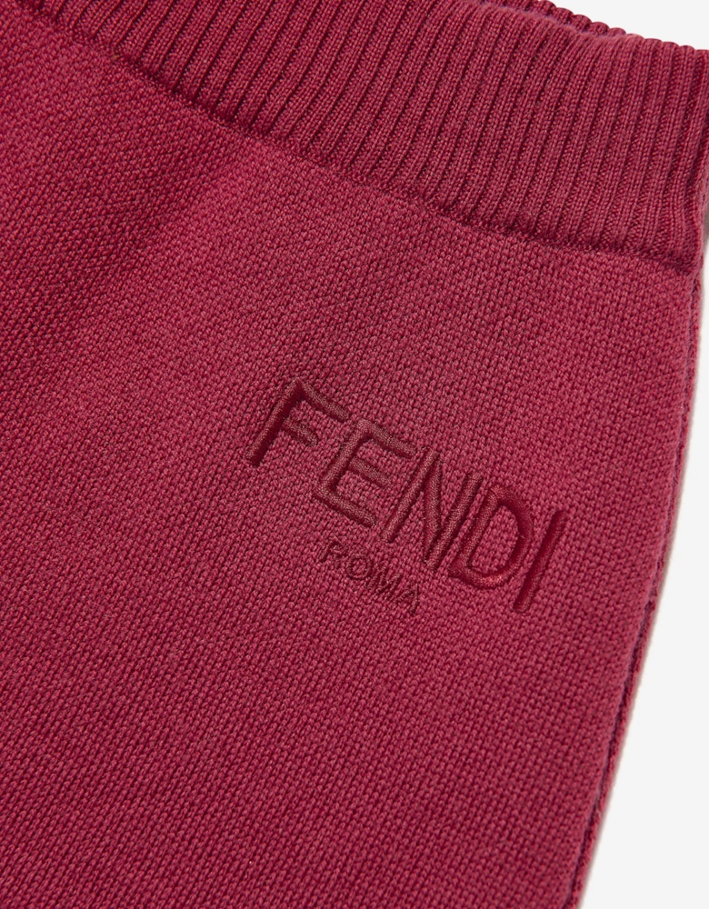 Girls Wool Knit Logo Skirt in Red