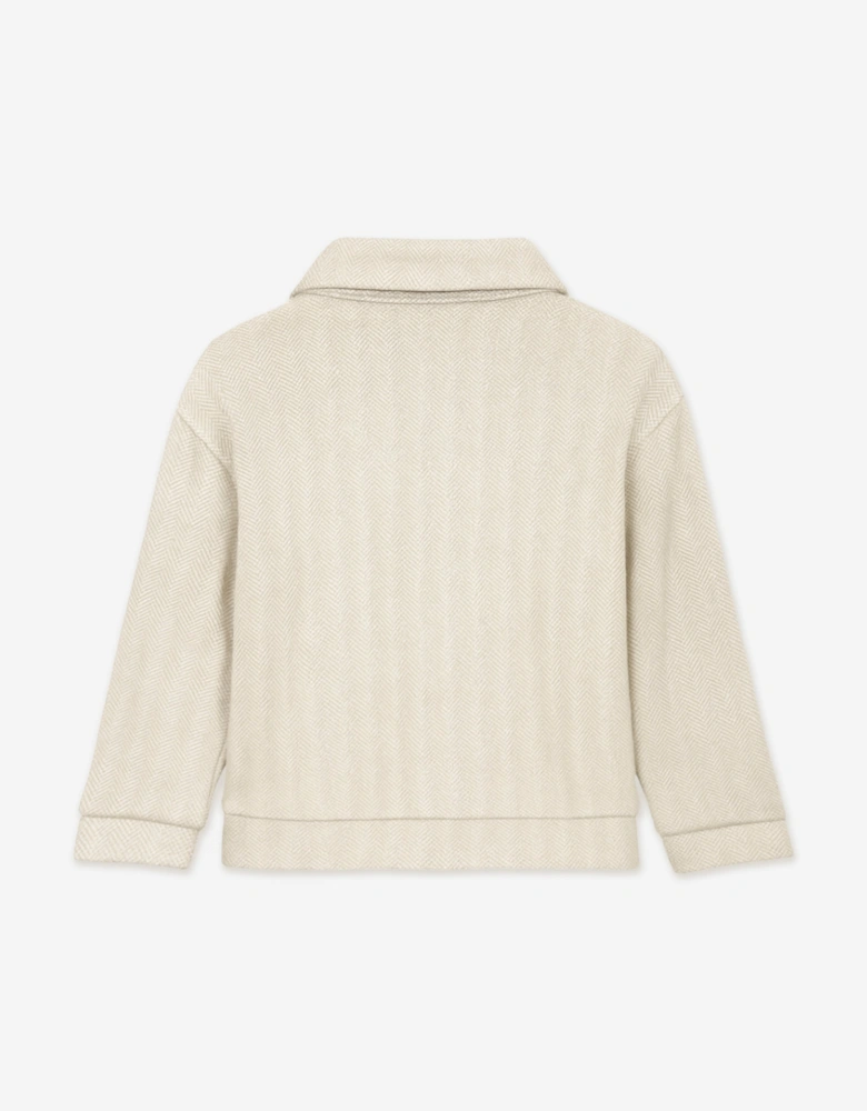 Boys Knitted Zip Up Jacket in Beige