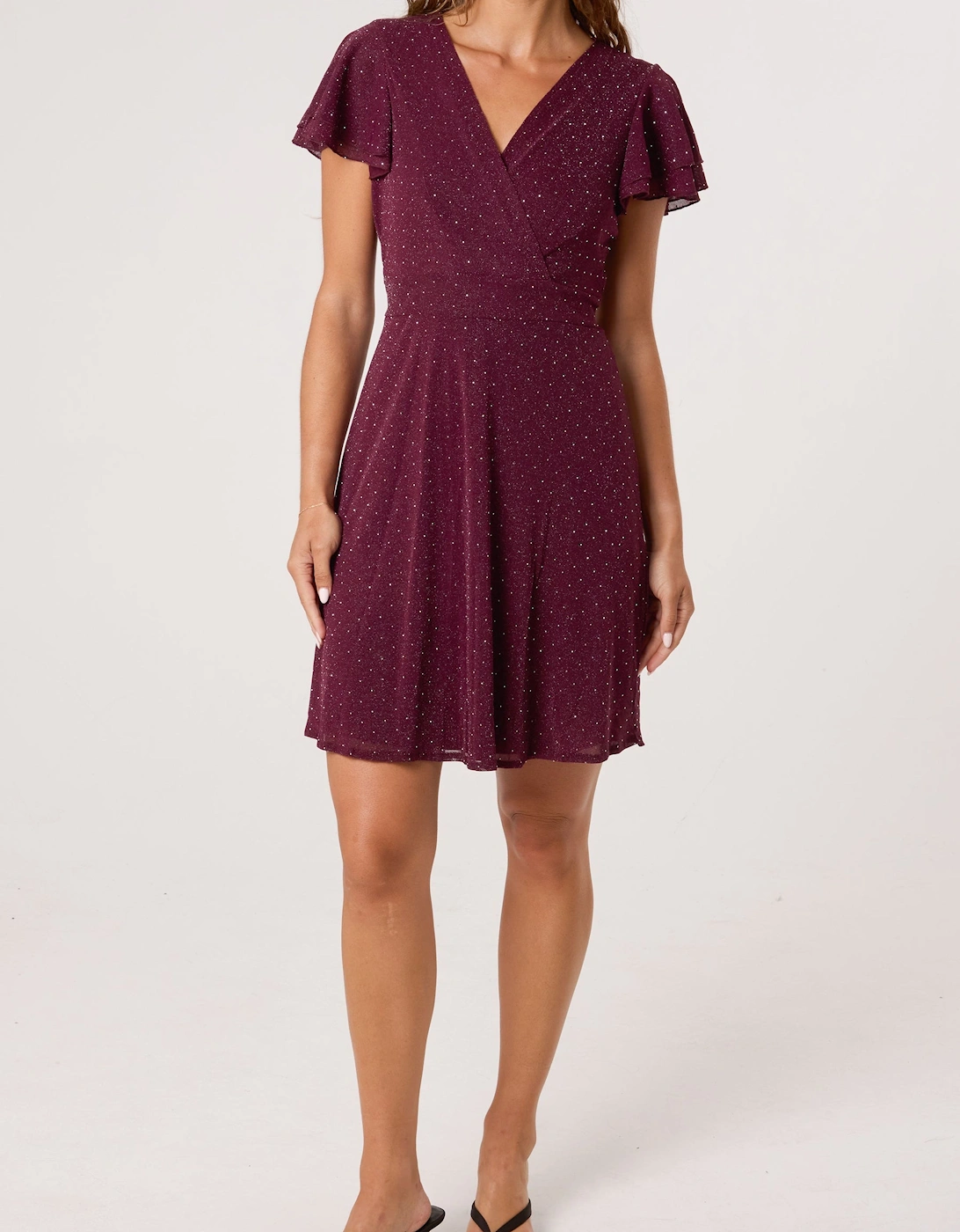 Wine Rhinestone Diamante Wrap Dress, 2 of 1