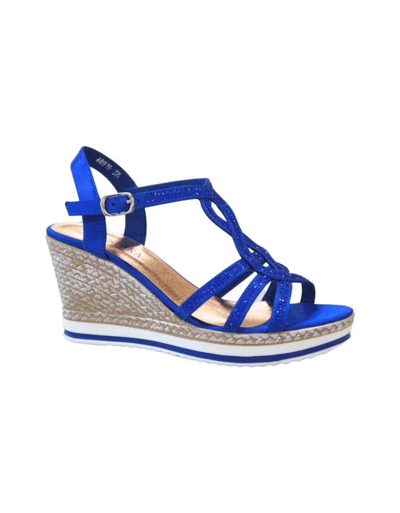 Crystal Sparkling Shine Espadrille Style Platform Wedge Sandals