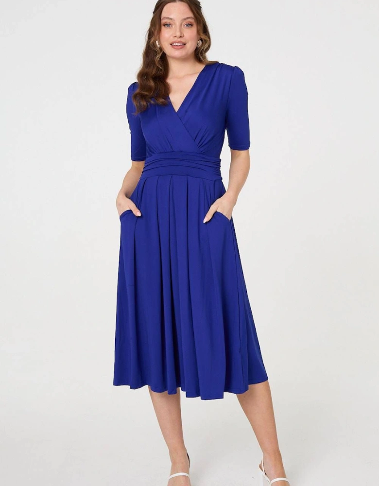 Ruched Waist Jersey Wrap Dress