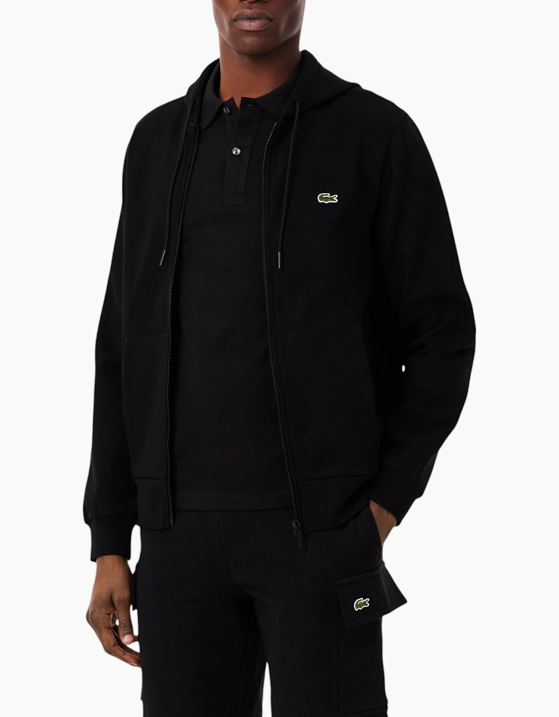 Lacoste Men's Lacoste Mens Fleece Hoodie Zip Up Organic Cotton - Black