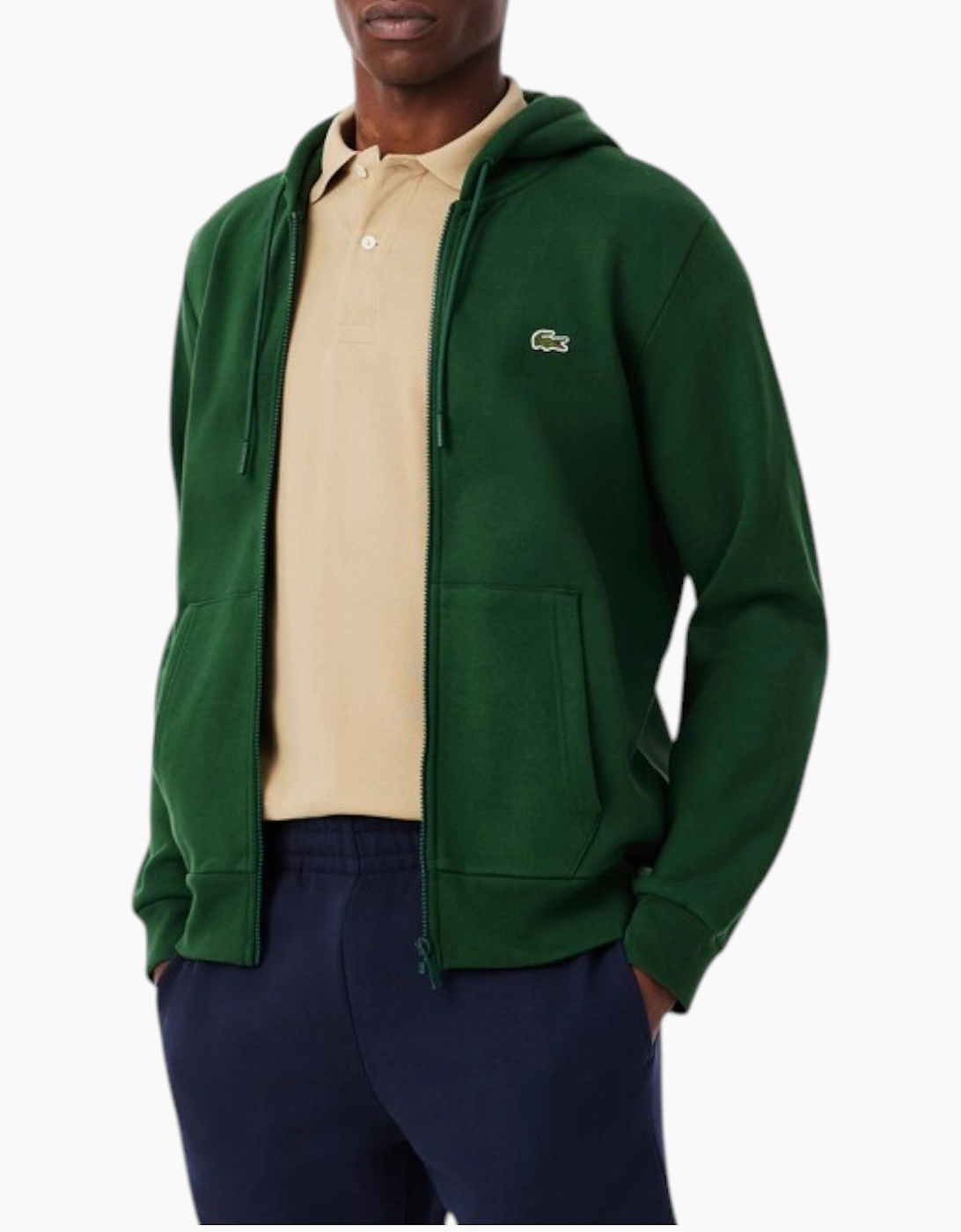 Lacoste Men's Green Fleece Hoodie Zip Up Organic Cotton Classic Fit Sportswear Hoody  36 S