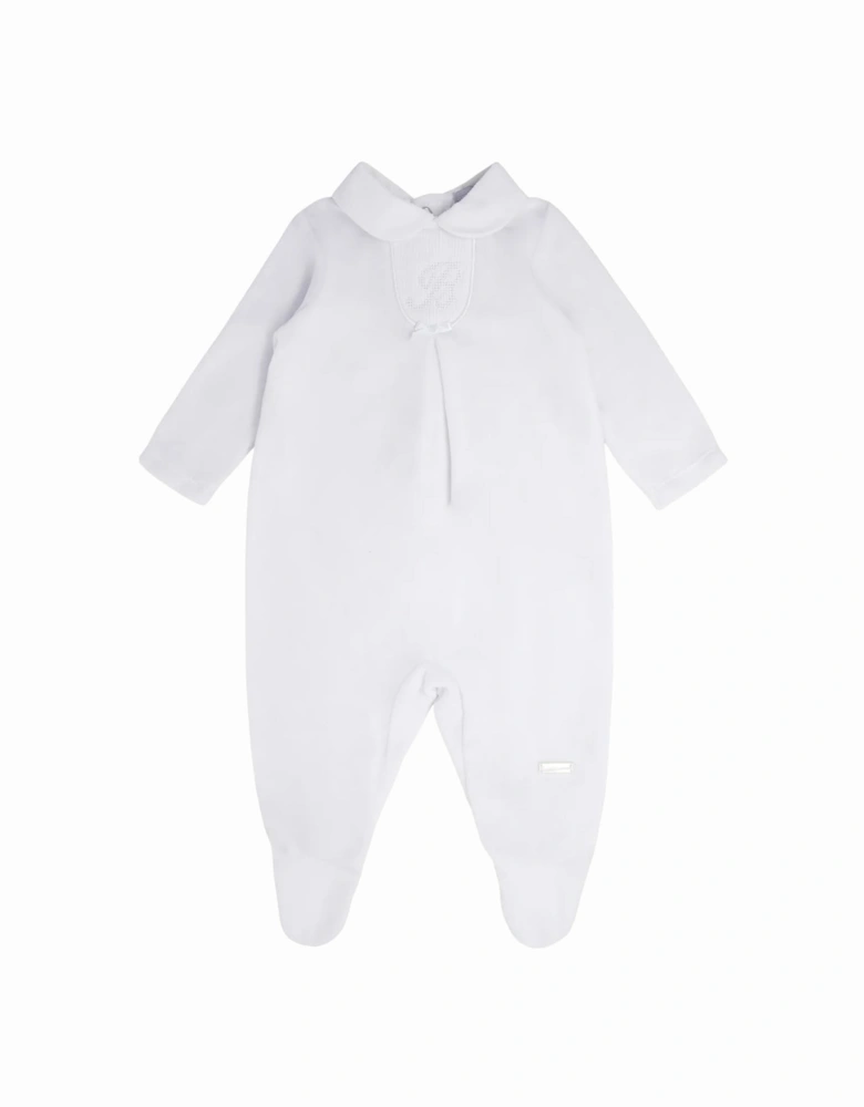 White Velour Babygrow