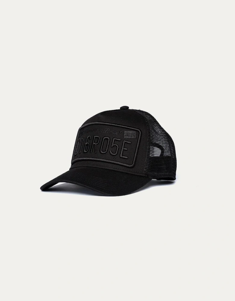 Private plate trucker cap - Black/Black