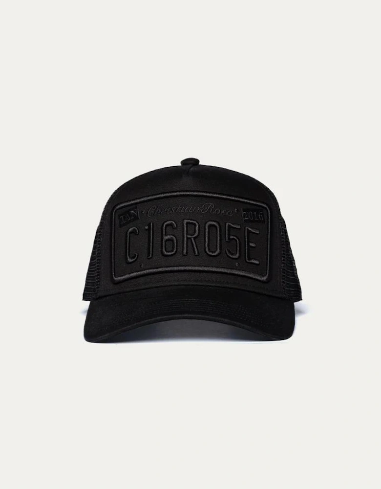 Private plate trucker cap - Black/Black