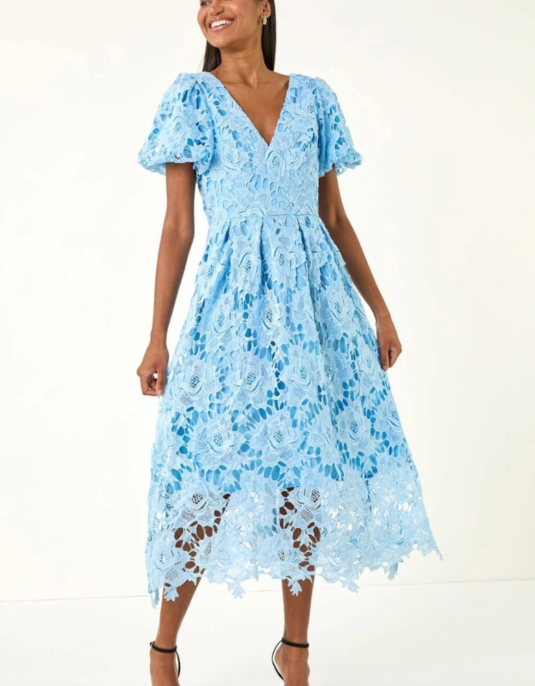 Premium Crochet Lace Midi Dress