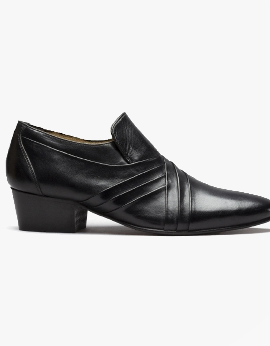 Club Cubano LUIGI Mens Leather Cuban Heel Shoes Black