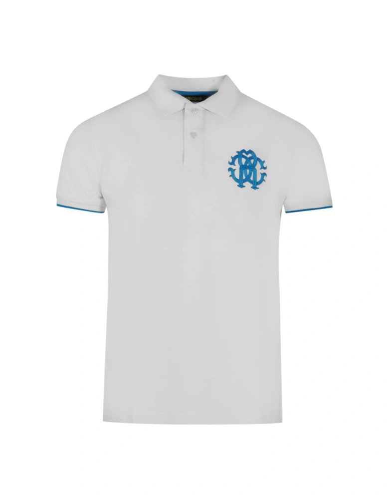 Roberto Cavalli Blue Logo White Polo Shirt