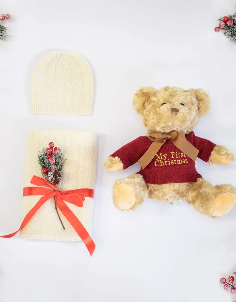 CHRISTMAS EDITION LUXURY CASHMERE BLANKET AND TEDDY GIFT SET