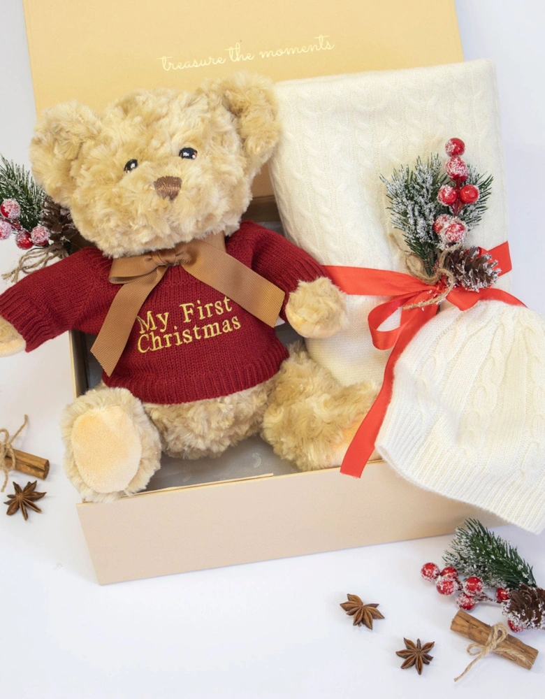 CHRISTMAS EDITION LUXURY CASHMERE BLANKET AND TEDDY GIFT SET