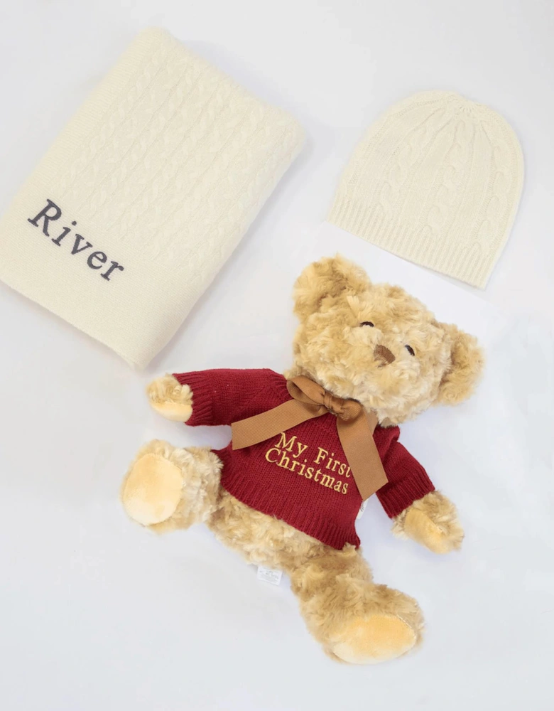 CHRISTMAS EDITION LUXURY CASHMERE BLANKET AND TEDDY GIFT SET