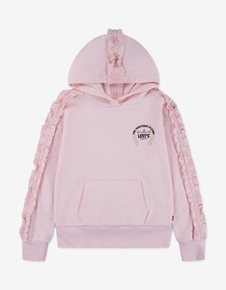 Girls Ruffle Hoodie in Pink