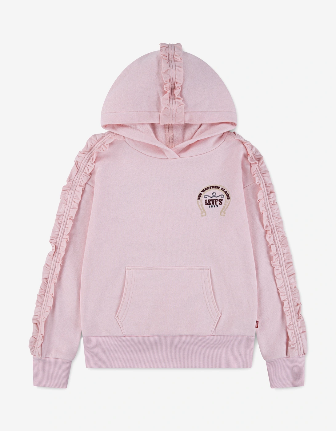 Girls Ruffle Hoodie in Pink, 6 of 5