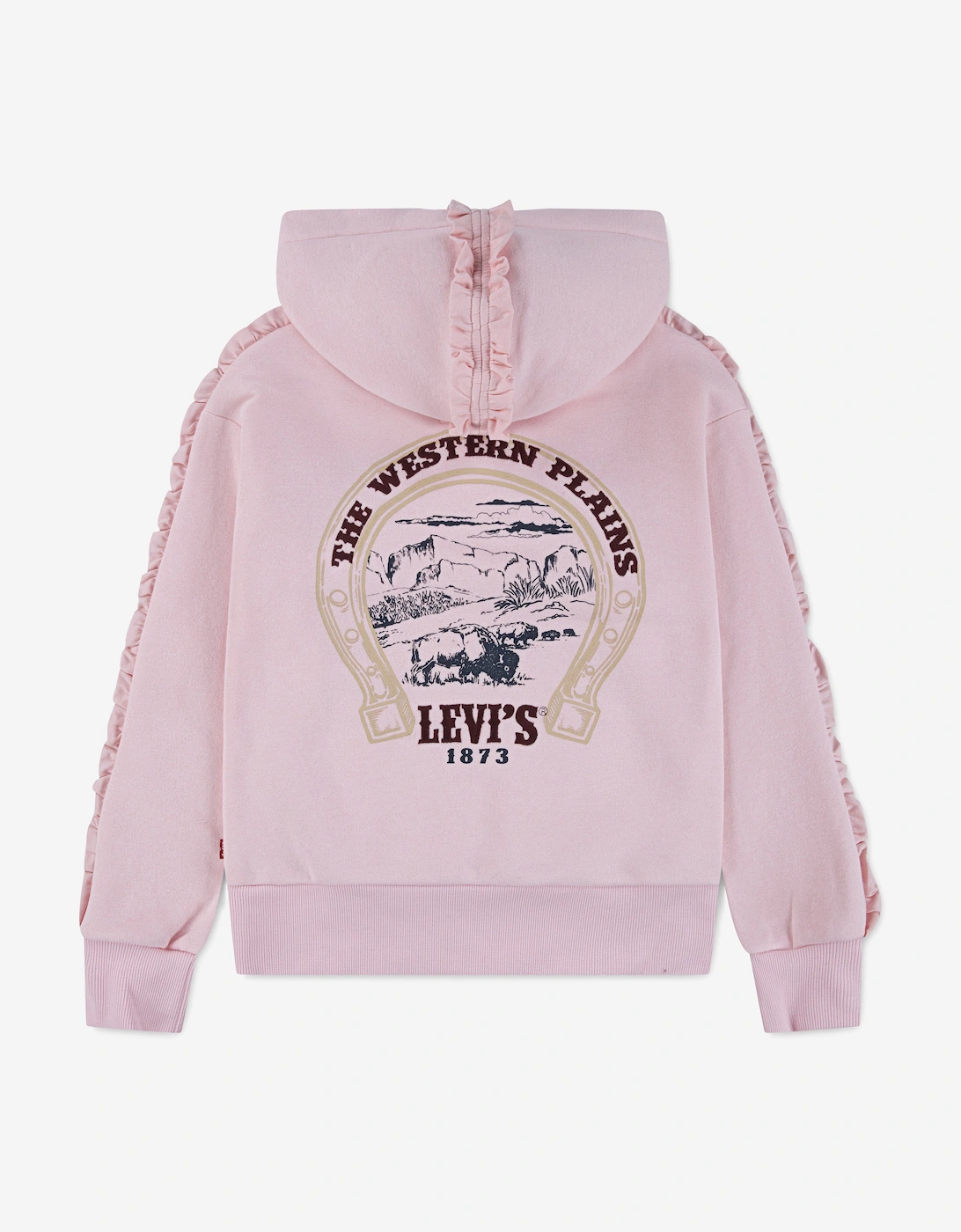 Girls Ruffle Hoodie in Pink