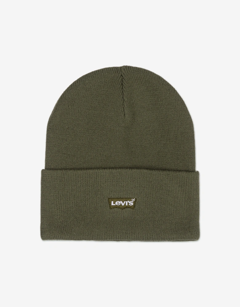 Boys Tonal Embroidered Beanie in Green