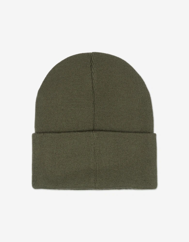 Boys Tonal Embroidered Beanie in Green