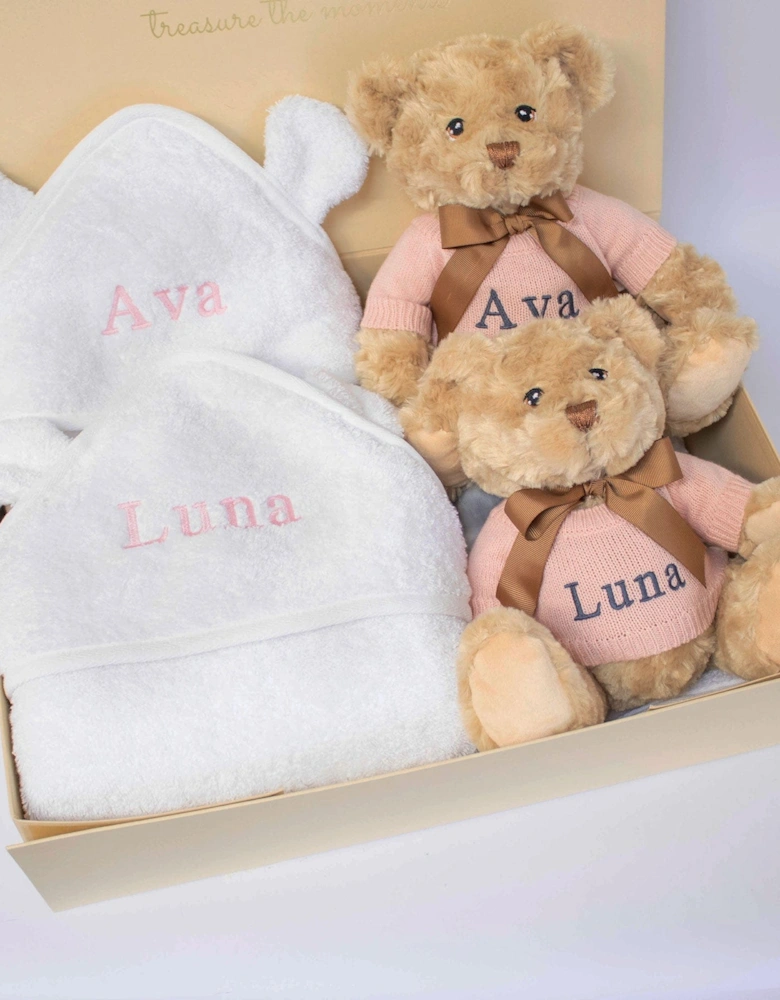 TWIN GIRLS TEDDY AND TOWEL GIFT SET