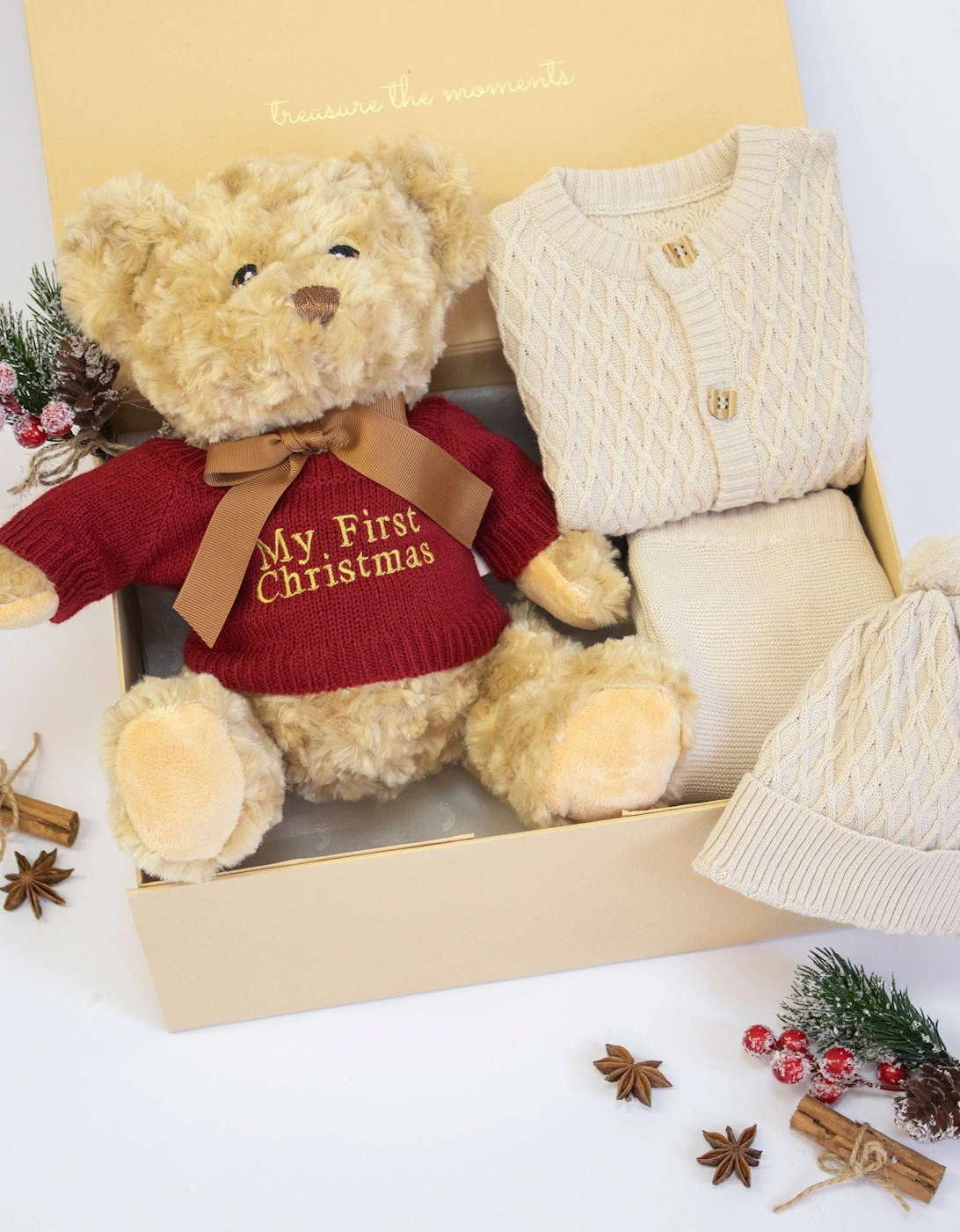 CHRISTMAS EDITION TEDDY AND 3 PIECE KNIT OUTFIT SET, 5 of 4