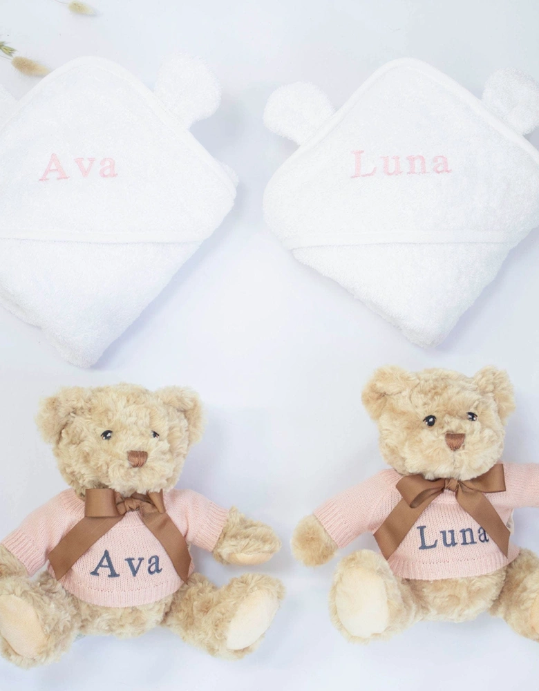 TWIN GIRLS TEDDY AND TOWEL GIFT SET