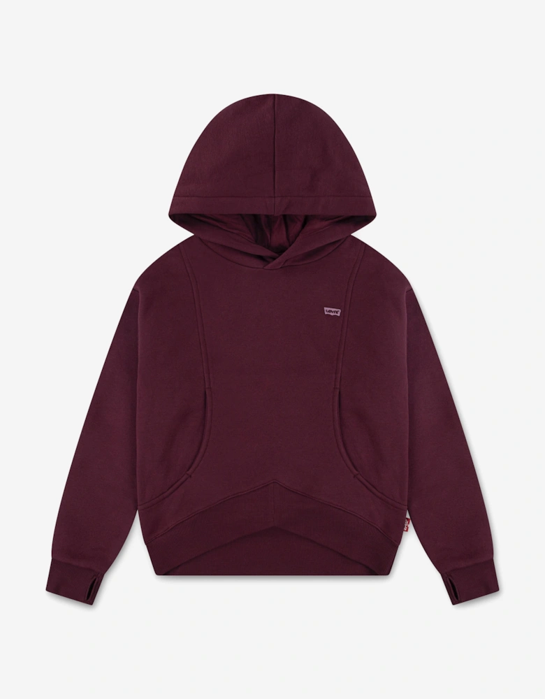 Girls Batwing Patch Hoodie in Red