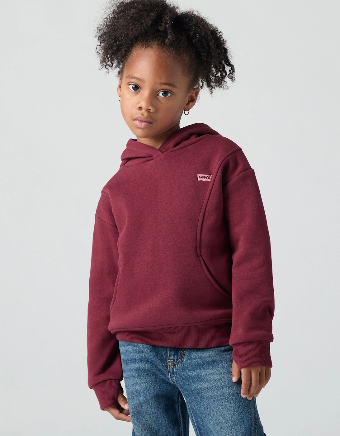 Girls Batwing Patch Hoodie in Red