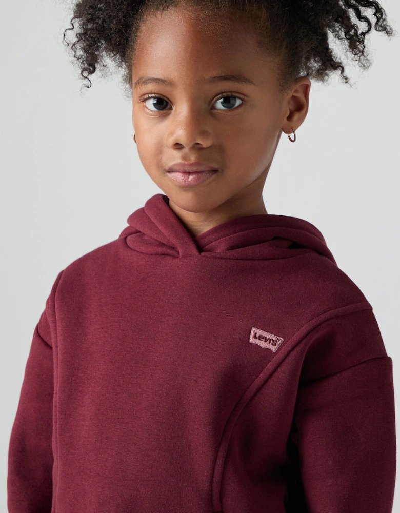 Girls Batwing Patch Hoodie in Red