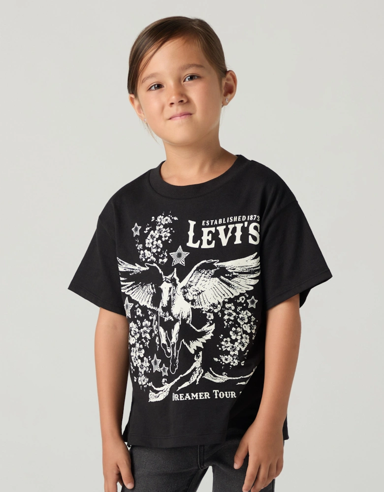 Girls Retro T-Shirt in Black