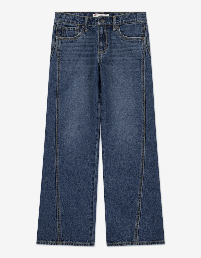 Girls Wide Leg Jeans with Seaming in Blue