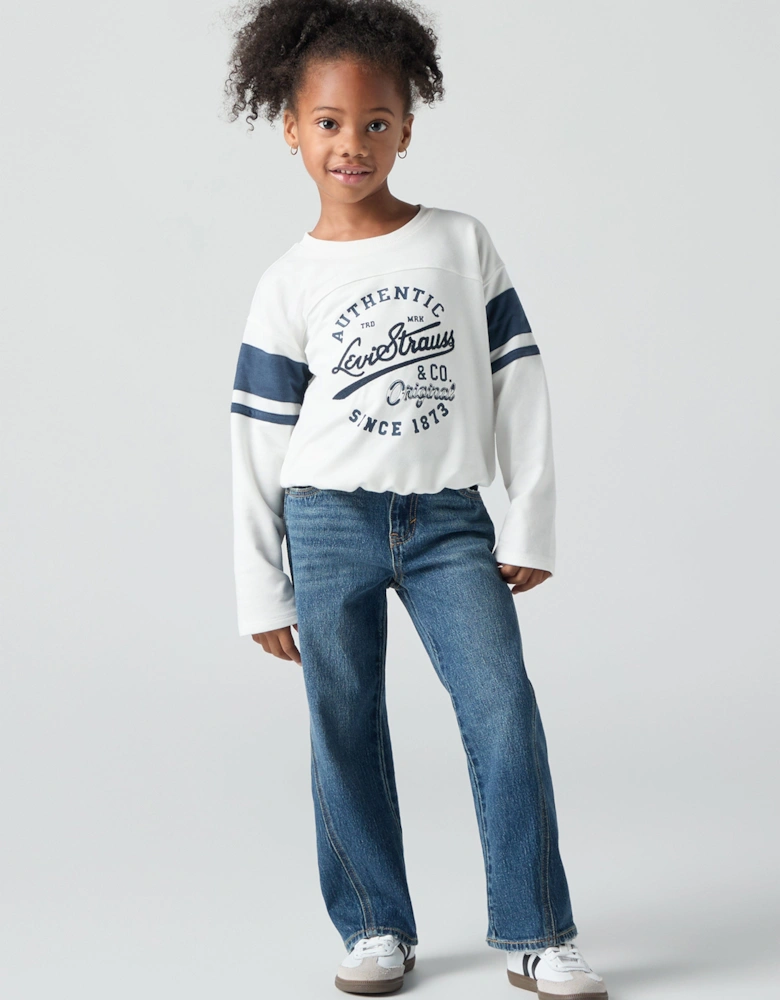 Girls Wide Leg Jeans with Seaming in Blue