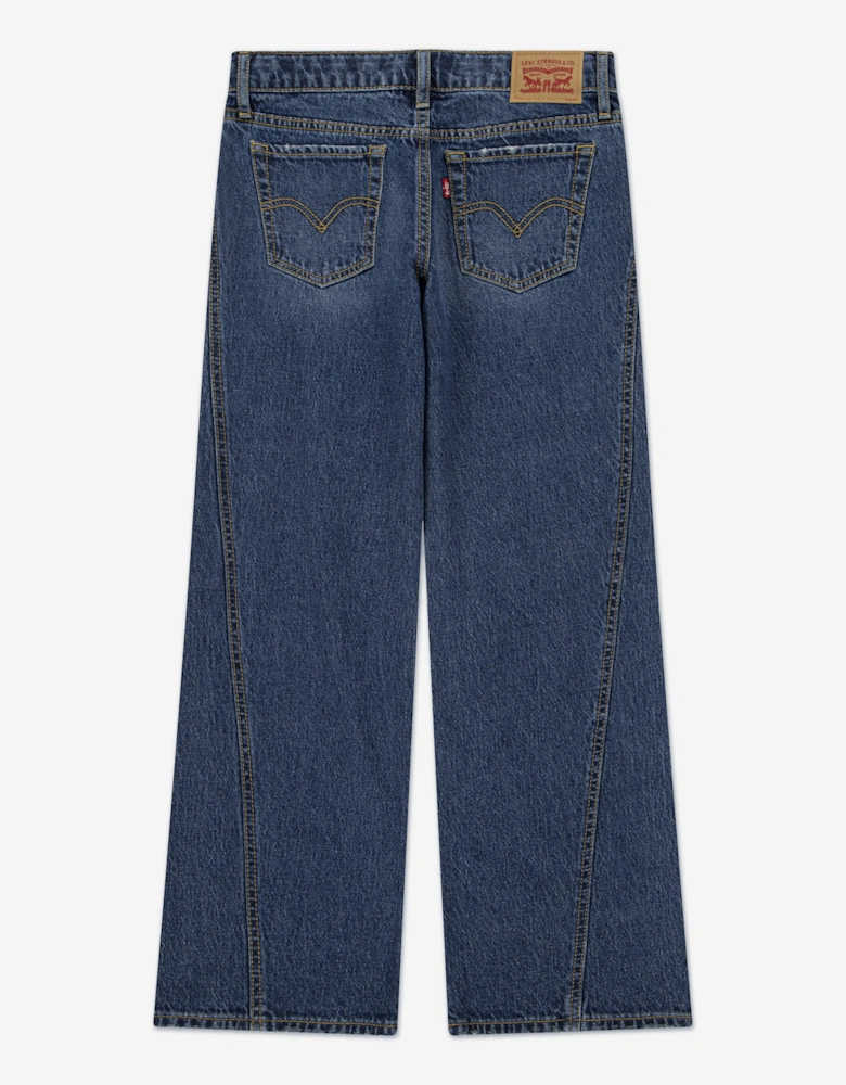 Girls Wide Leg Jeans with Seaming in Blue