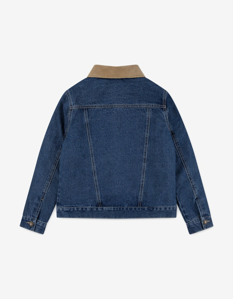 Boys Quilted Lined Trucker Jacket in Blue