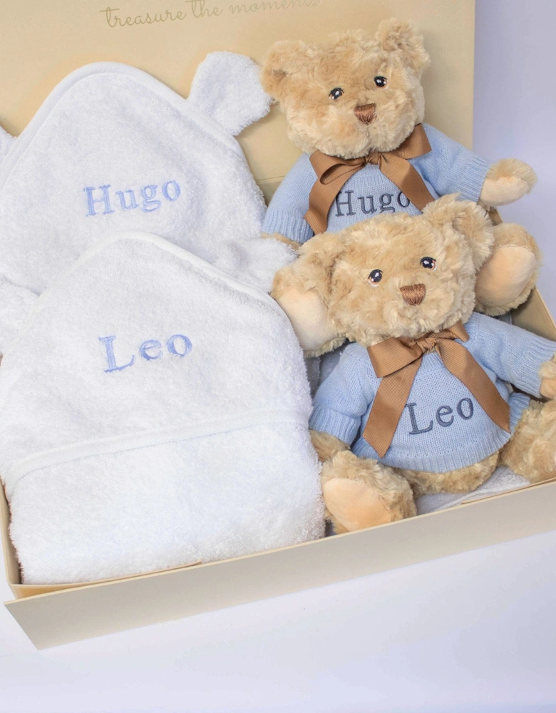 TWIN BOYS TEDDY AND TOWEL GIFT SET