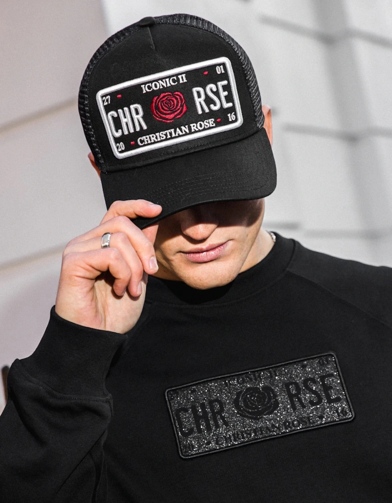 Christian Rose Iconic ll Red Rose plate cap - Black/White