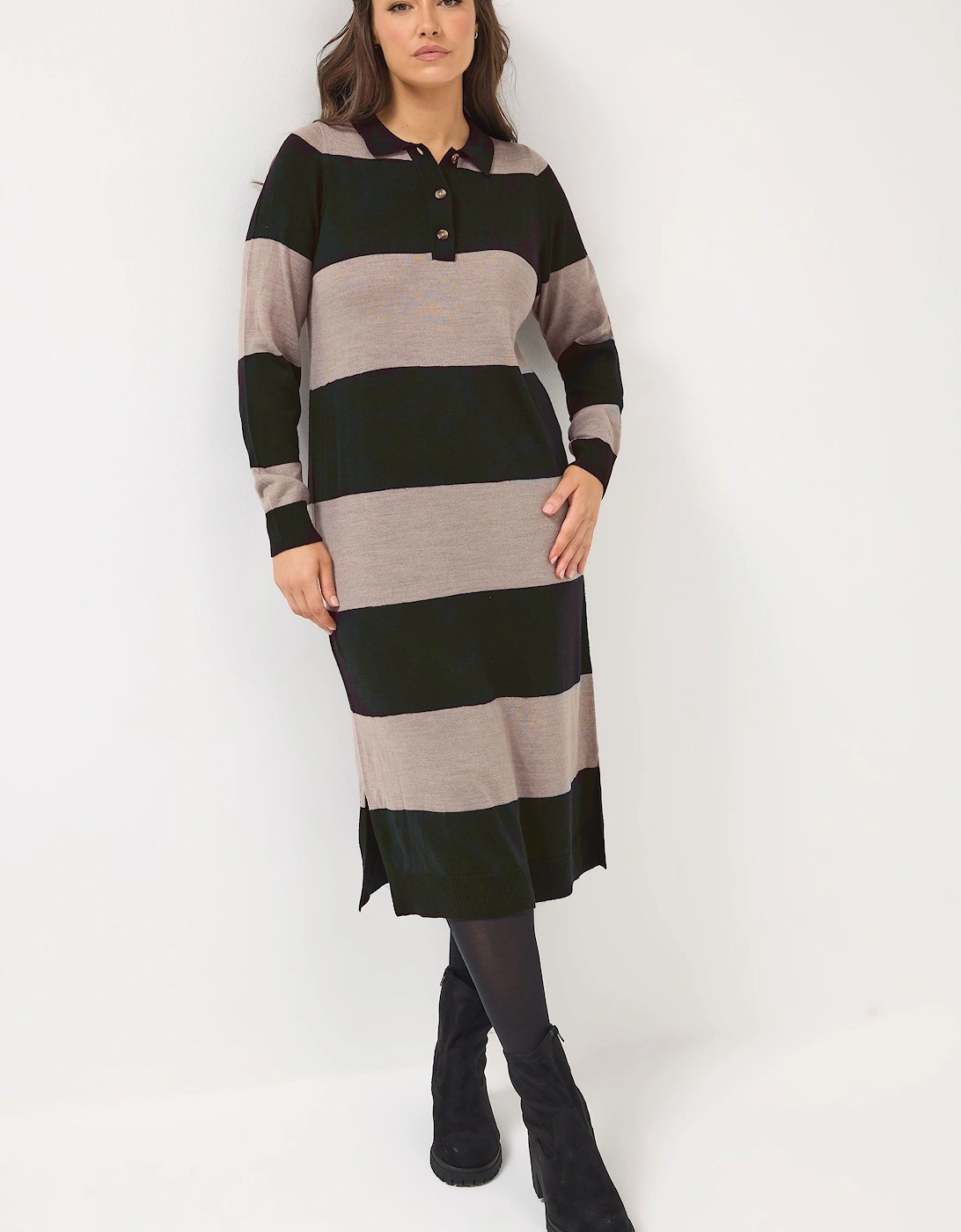Rugby Collar Knitted Jumper Dress, 2 of 1