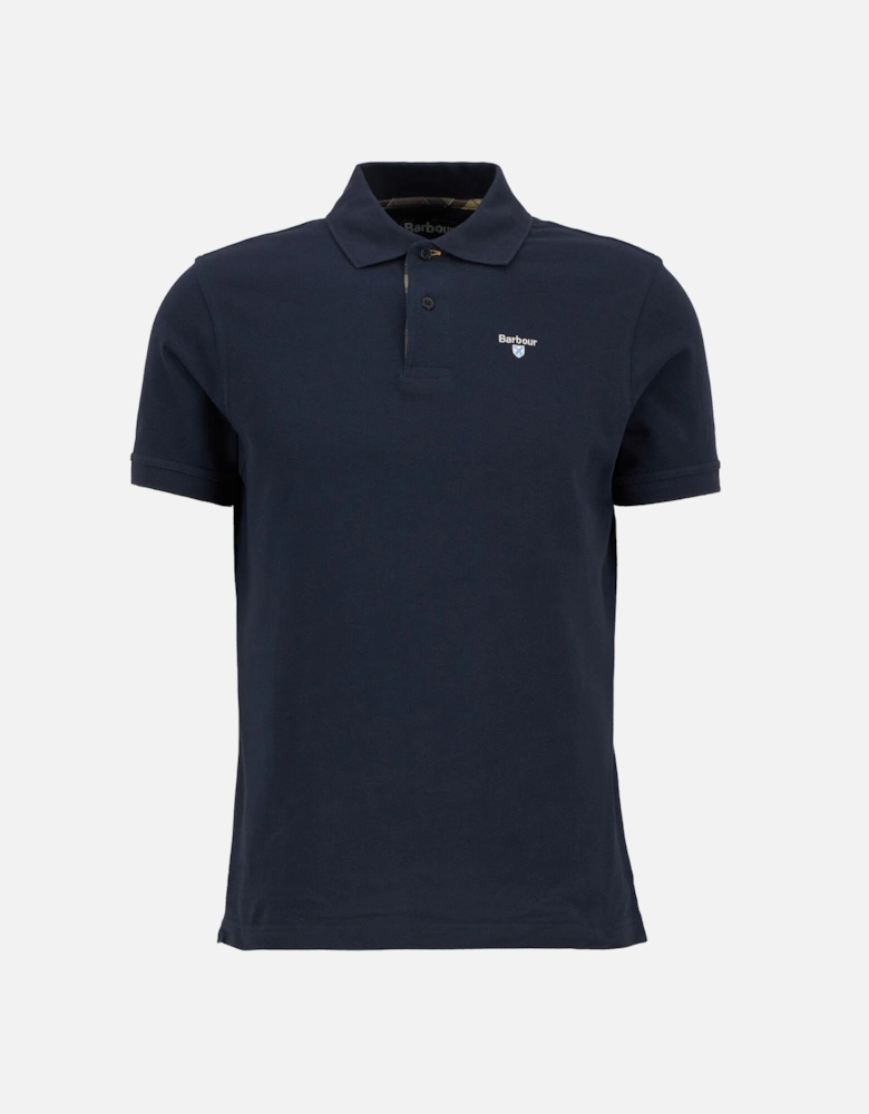 Tartan Pique Polo Shirt - Navy Blue