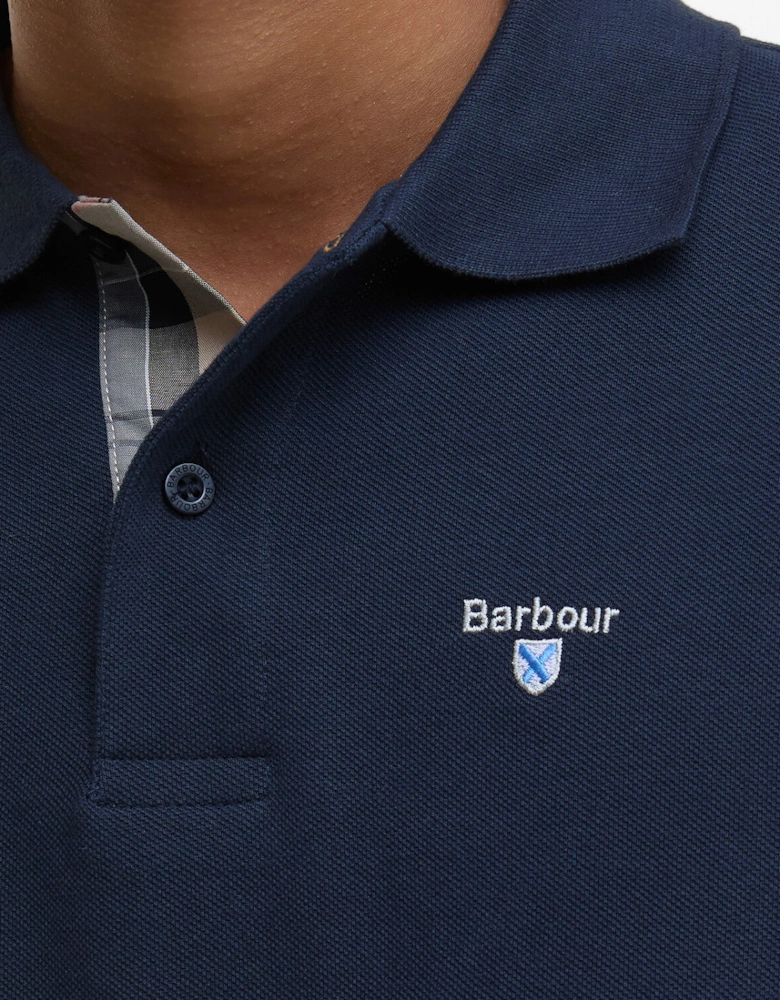 Tartan Pique Polo Shirt - Navy Blue