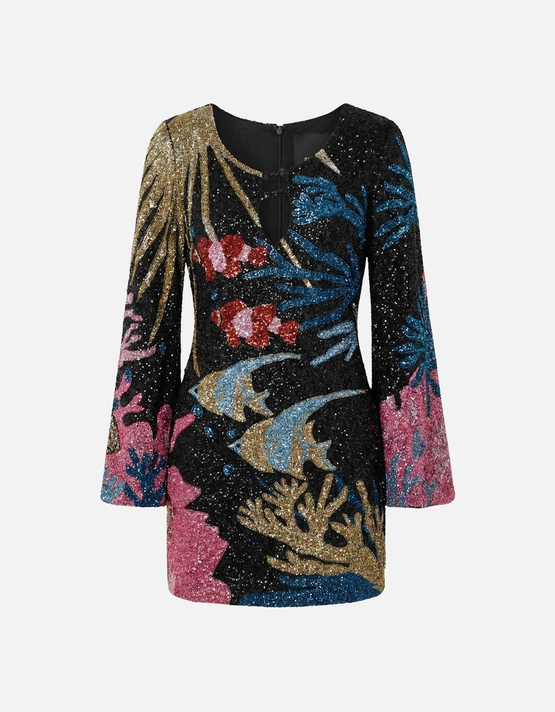 Palazzo Beaded Black Mini Dress