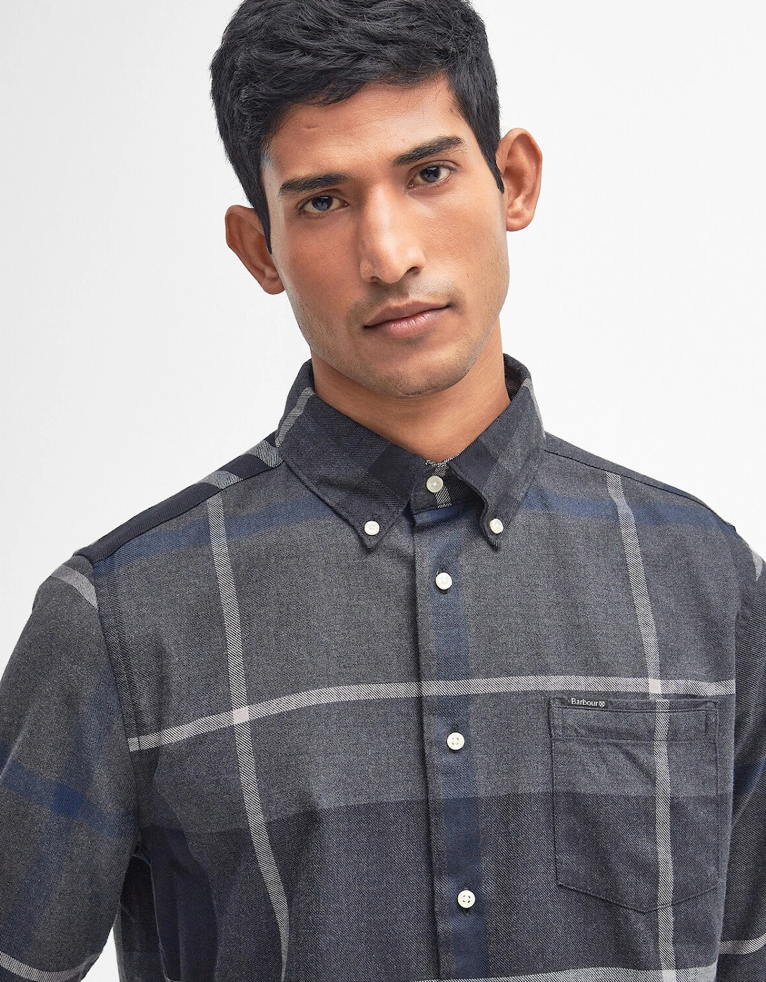 Dunoon Tailored Tartan Shirt - Graphite Black