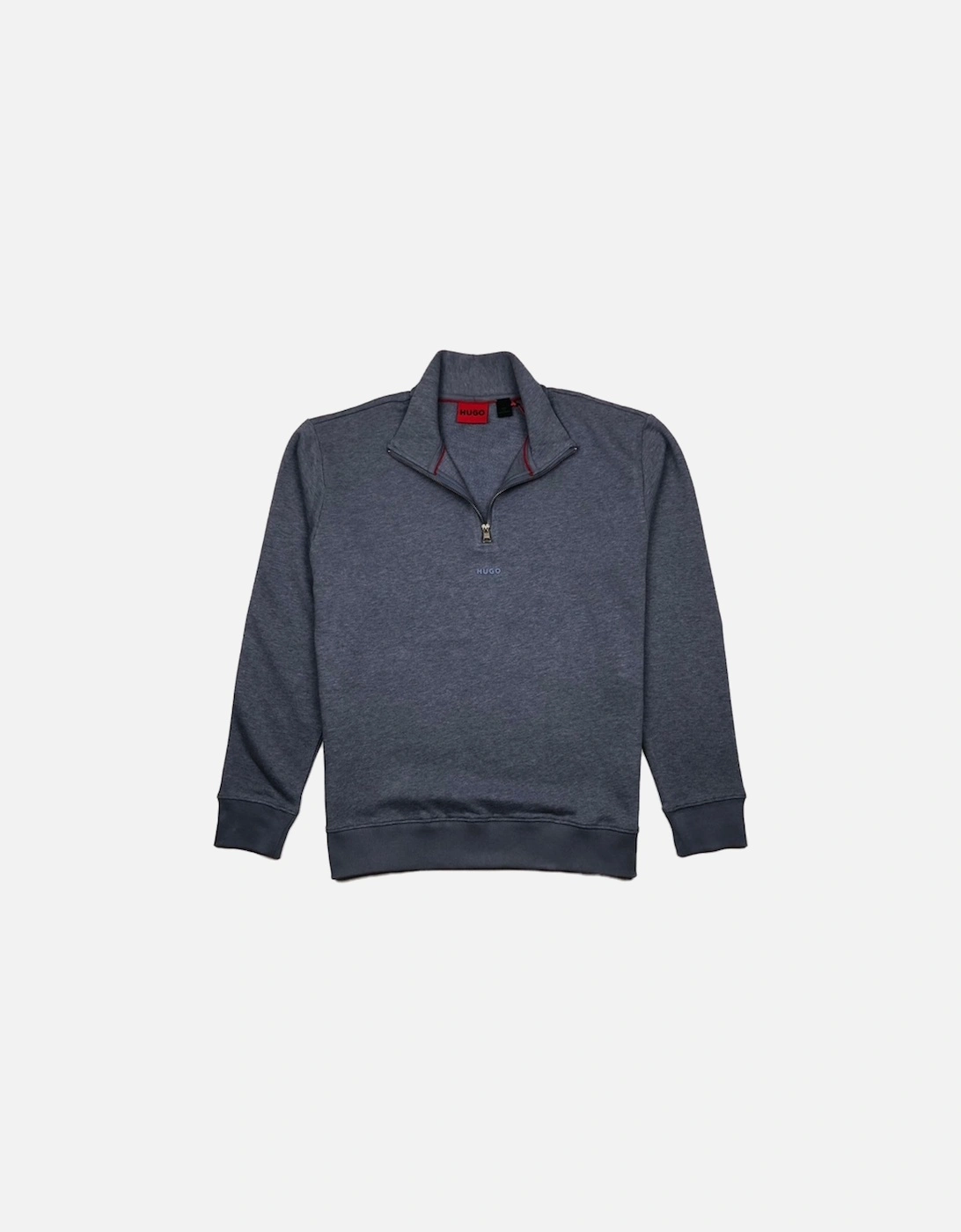 Hugo Blue/Grey Marl 1/4 Zip Sweatshirt, 3 of 2